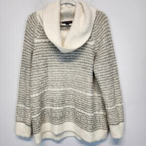 A Pea in The Pod Maternity Sweater Size L Gray Stripe Wool Blend Cowl Neck